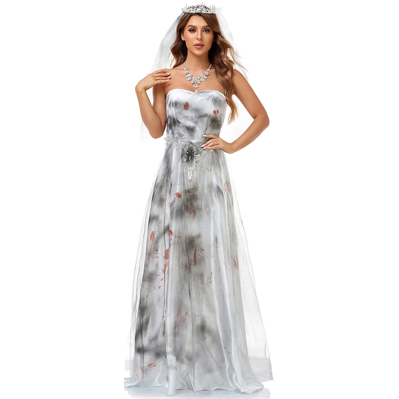 Zombie Party Games - Carnival Lady Corpse Bride Costume Long