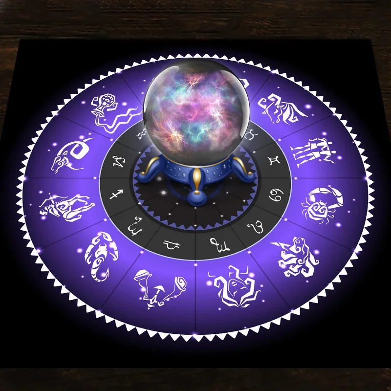 Zodiac Party Games - Tarot Cloth Purple Zodiac Wheel Velvet