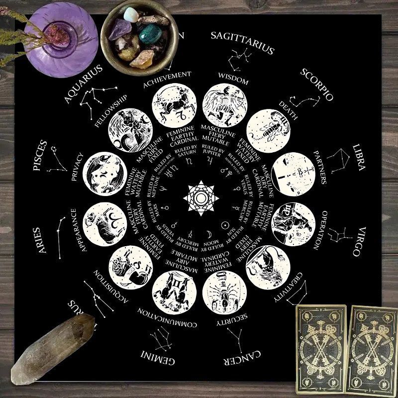 Zodiac Pattern Tarot Cloth - S - Zodiac Party Games 评论和价格
