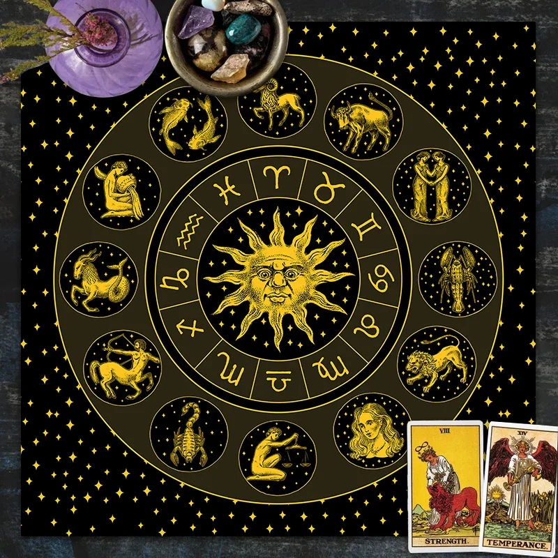 Tarot Cloth Gold Sun Zodiac Ve - Zodiac Party Games 评论和价格