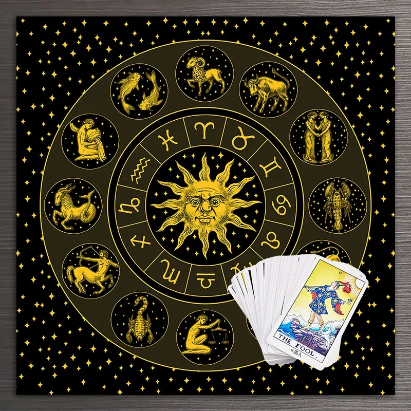 Tarot Cloth Gold Sun Zodiac Ve - Zodiac Party Games 评论和价格