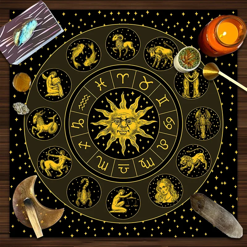 Tarot Cloth Gold Sun Zodiac Ve - Zodiac Party Games 评论和价格
